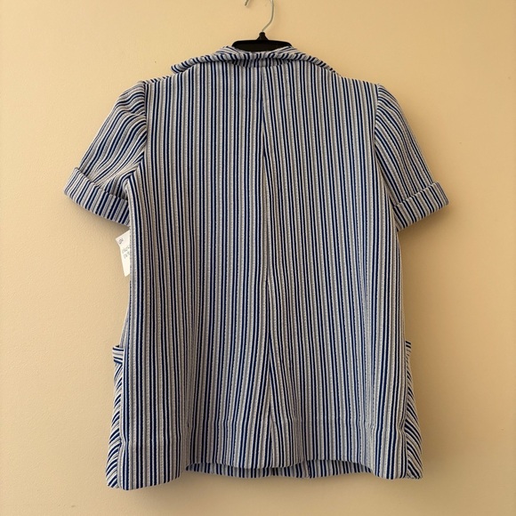 Vintage Blue & White Striped Button-Up Smock Top – No Size Tag (Estimated M/L) - Picture 2 of 2